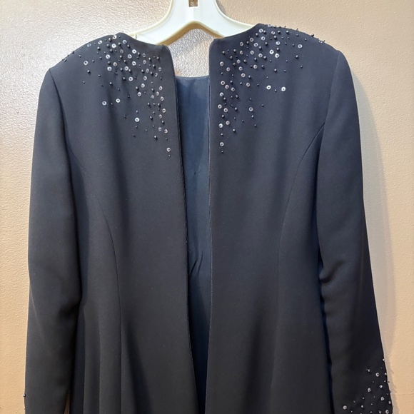 Jones New York Special Occasion Beaded Sequin Black Long Sleeve Dress Size 4P - Picture 8 of 12